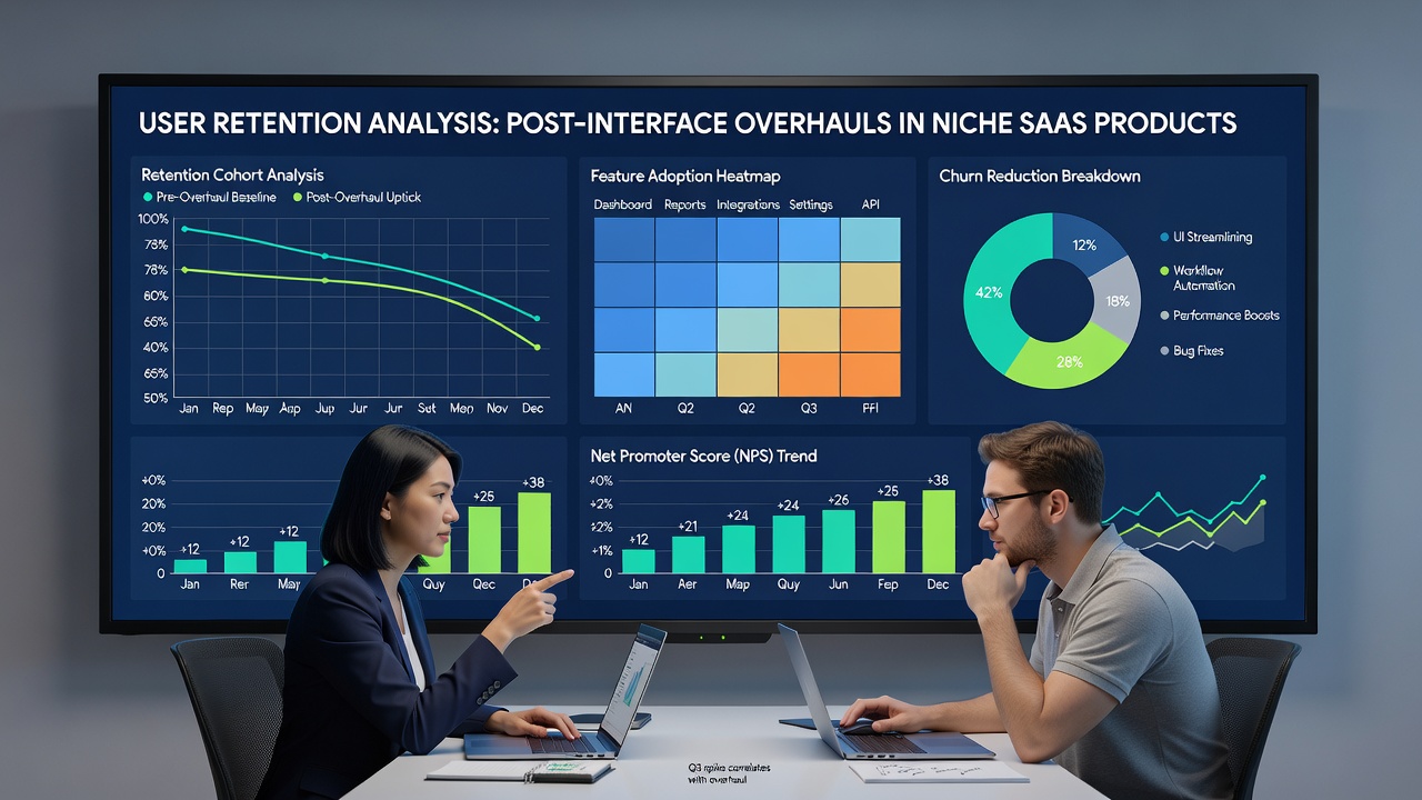 Heatmap comparison of feature usage before and after a niche SaaS redesign
